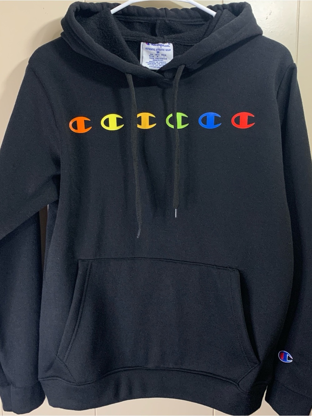 NWT Champion Women’s M Black Hoodie with Rainbow Logo